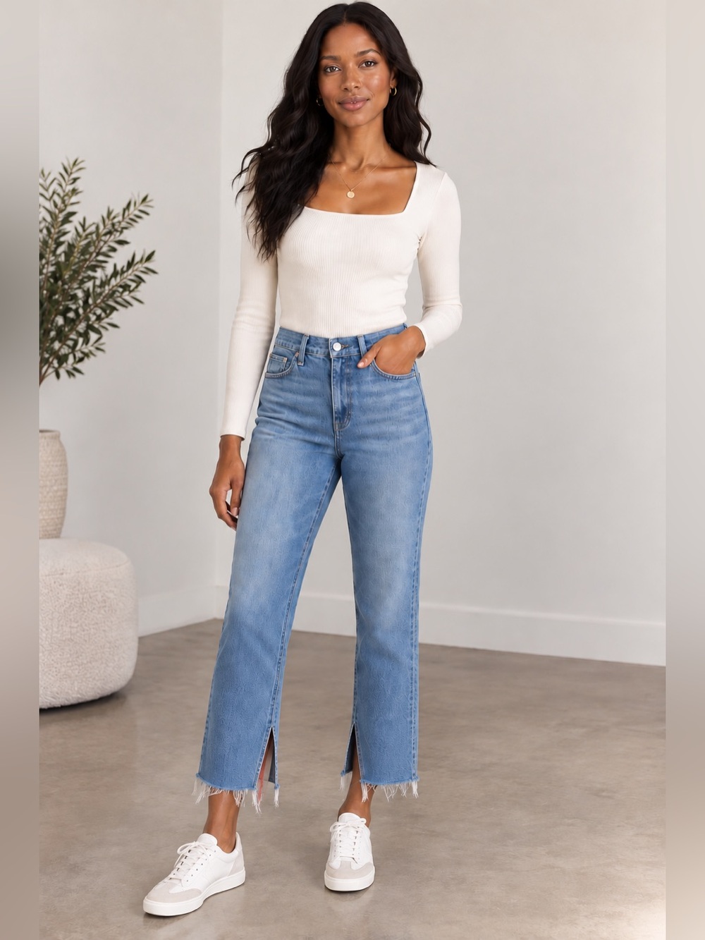 Pistola High Rise Split Hem Jeans – Medium Wash